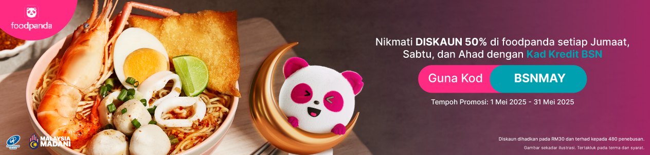 Enjoy 50% OFF at foodpanda with BSN Credit Cards