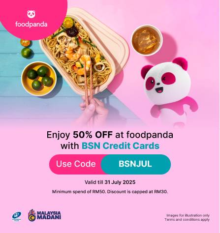 Enjoy 50% OFF at foodpanda with BSN Credit Cards