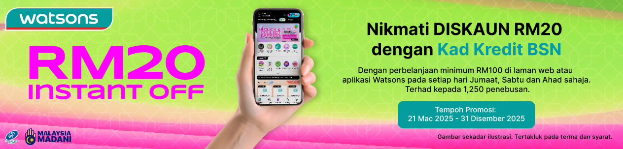 DISKAUN RM20 di Watsons dengan Kad Kredit BSN